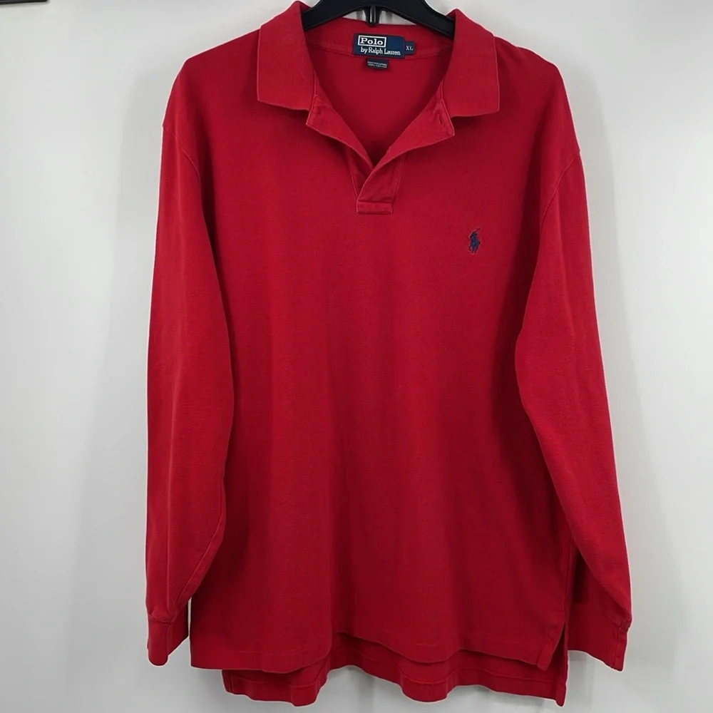 Vintage Polo by Ralph Lauren Red Long Sleeve Collared Pullover Size Extra Large